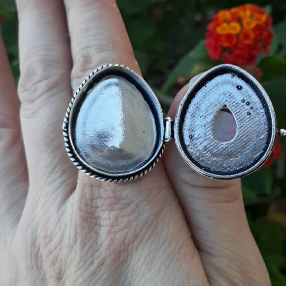 New Rainbow Moonstone 925 Silver Poison Ring. - Picture 2 of 8